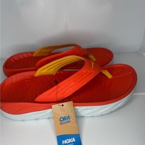Hoka Vibrant Orange and Yellow Sandals